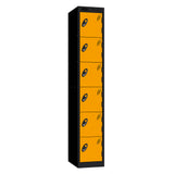 Probe Standard Metric Locker — 6 Door, Flat Top, Triple Width — Black Carcass / Yellow Doors