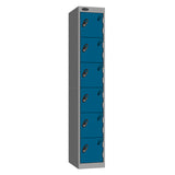 Probe Standard Metric Locker — 6 Door, Sloping Top, Triple Width — Silver Carcass / Blue Doors