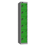 Probe Standard Metric Locker — 6 Door, Sloping Top, Triple Width — Silver Carcass / Green Doors