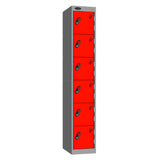 Probe Standard Metric Locker — 6 Door, Flat Top, Triple Width — Silver Carcass / Red Doors
