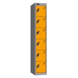 Probe Standard Metric Locker — 6 Door, Sloping Top, Triple Width — Silver Carcass / Yellow Doors