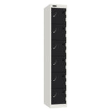 Probe Standard Metric Locker — 6 Door, Flat Top, Triple Width — White Carcass / Black Doors