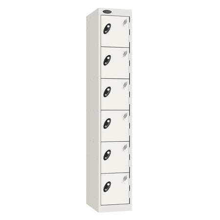 Probe Standard Metric Locker — 6 Door, Flat Top, Triple Width — White Carcass / White Doors