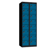 Probe Standard Imperial Locker — 8 Door, Flat Top, Double Width — Black carcass with Blue door