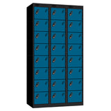 Probe Standard Imperial Locker — 8 Door, Sloping Top, Triple Width — Black carcass with Blue door