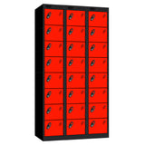 Probe Standard Imperial Locker — 8 Door, Sloping Top, Triple Width — Black carcass with Red door