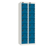 Probe Standard Imperial Locker — 8 Door, Flat Top, Double Width — White carcass with Blue door