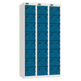 Probe Standard Imperial Locker — 8 Door, Flat Top, Triple Width — White carcass with Blue door
