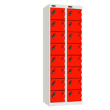 Probe Standard Imperial Locker — 8 Door, Sloping Top, Double Width — White carcass with Red door