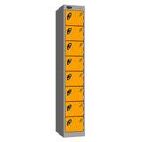Probe Standard Metric Locker — 8 Door, Sloping Top, Double Width — Silver Carcass / Yellow Doors