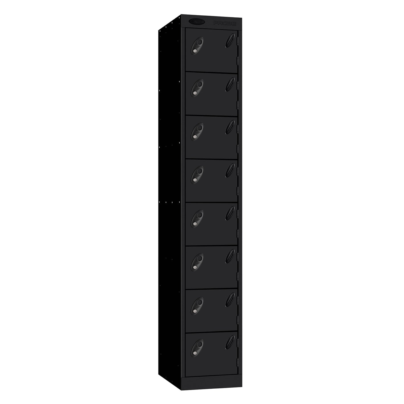 Probe Standard Imperial Locker — 8 Door, Flat Top, Double Width — Black carcass with Black door