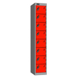 Probe 8 Door Sloping Top Triple Width — Silver Carcass / Red Doors