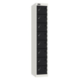 Probe Standard Metric Locker — 8 Door, Flat Top, Double Width — White Carcass / Black Doors