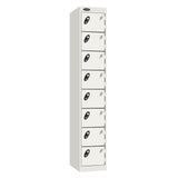 Probe Standard Metric Locker — 8 Door, Flat Top, Double Width — White Carcass / White Doors