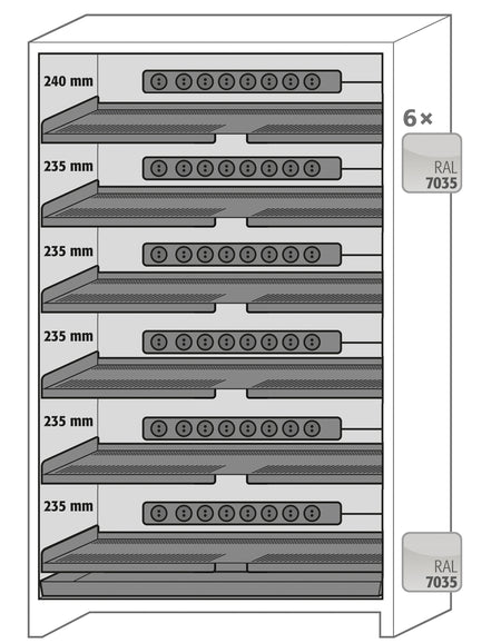 Three-view dimensional drawing of the asecos ION-PRO-90 battery cabinet, 1193mm wide, 615mm deep and 2114mm high