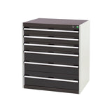 Bott Cubio 6 Drawer Cabinet 800x900mm Light Grey with Anthracite Grey