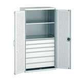 Bott Cubio Kitted Cupboard with Perfo Doors and Drawers 2000mm Light Grey