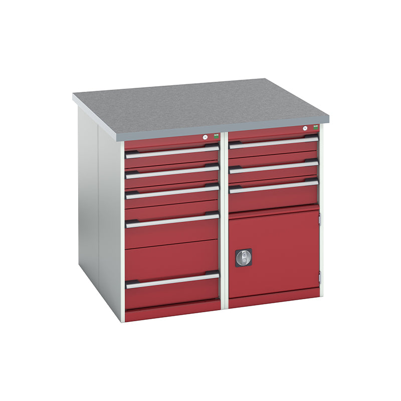 Bott Cubio Pedestal Benches 1100x1100x940mm Lino Crimson Red