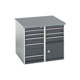 Bott Cubio Pedestal Benches 1100x1100x940mm Lino Light Grey with Anthracite Grey