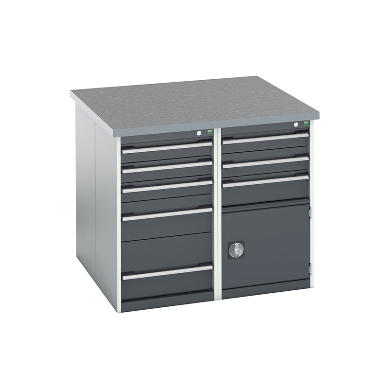 Bott Cubio Pedestal Benches 1100x1100x940mm Lino Light Grey with Anthracite Grey