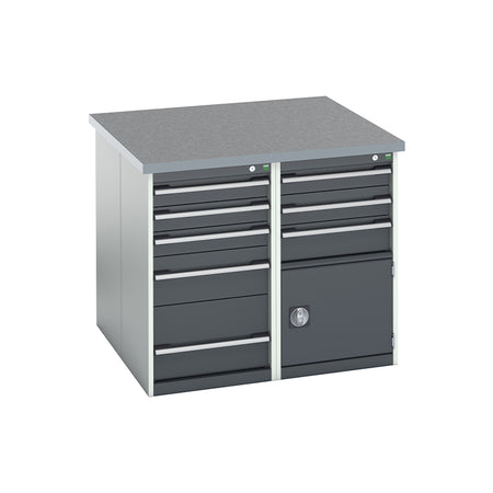 Bott Cubio Pedestal Benches 1100x1100x940mm Lino Light Grey with Anthracite Grey