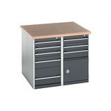 Bott Cubio Pedestal Benches 1100x1100x940mm MPX Light Grey with Anthracite Grey