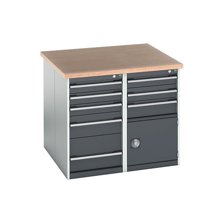Bott Cubio Pedestal Benches 1100x1100x940mm MPX Light Grey with Anthracite Grey