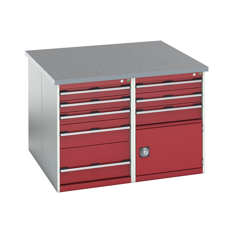 Bott Cubio Pedestal Benches 1350x1350x940mm Lino Crimson Red
