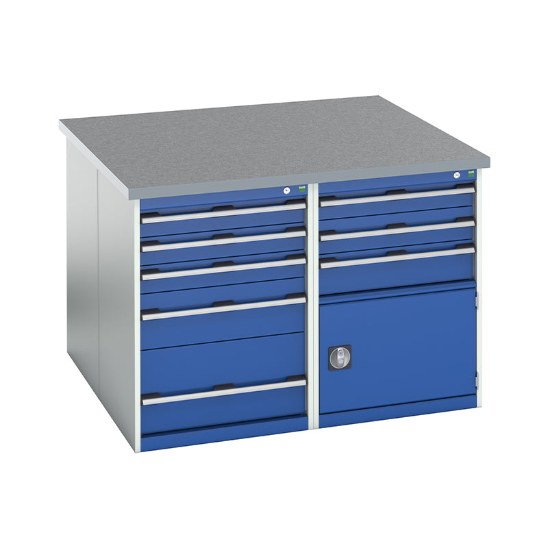 Bott Cubio Pedestal Benches 1350x1350x940mm Lino Gentian Blue