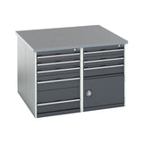 Bott Cubio Pedestal Benches 1350x1350x940mm Lino Light Grey with Anthracite Grey