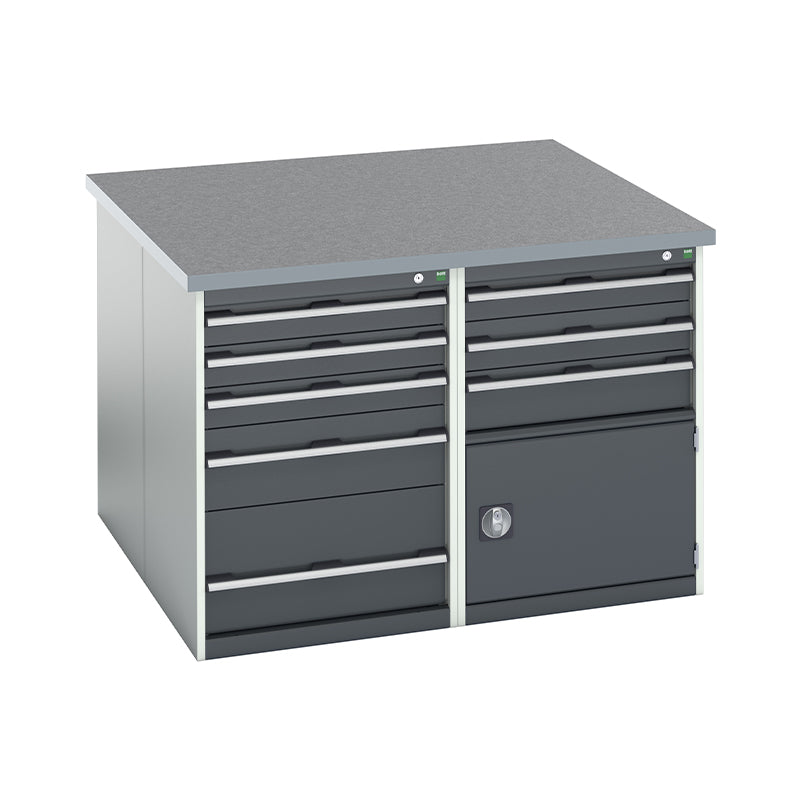 Bott Cubio Pedestal Benches 1350x1350x940mm Lino Light Grey with Anthracite Grey