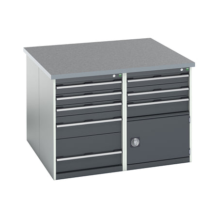 Bott Cubio Pedestal Benches 1350x1350x940mm Lino Light Grey with Anthracite Grey