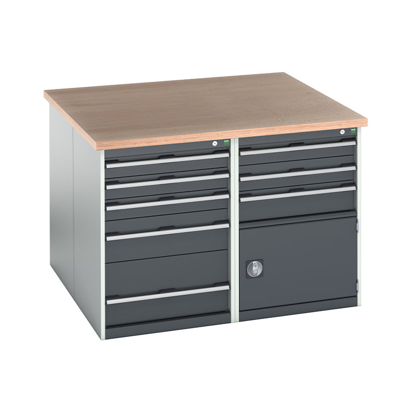 Bott Cubio Pedestal Benches 1350x1350x940mm MPX Light Grey with Anthracite Grey