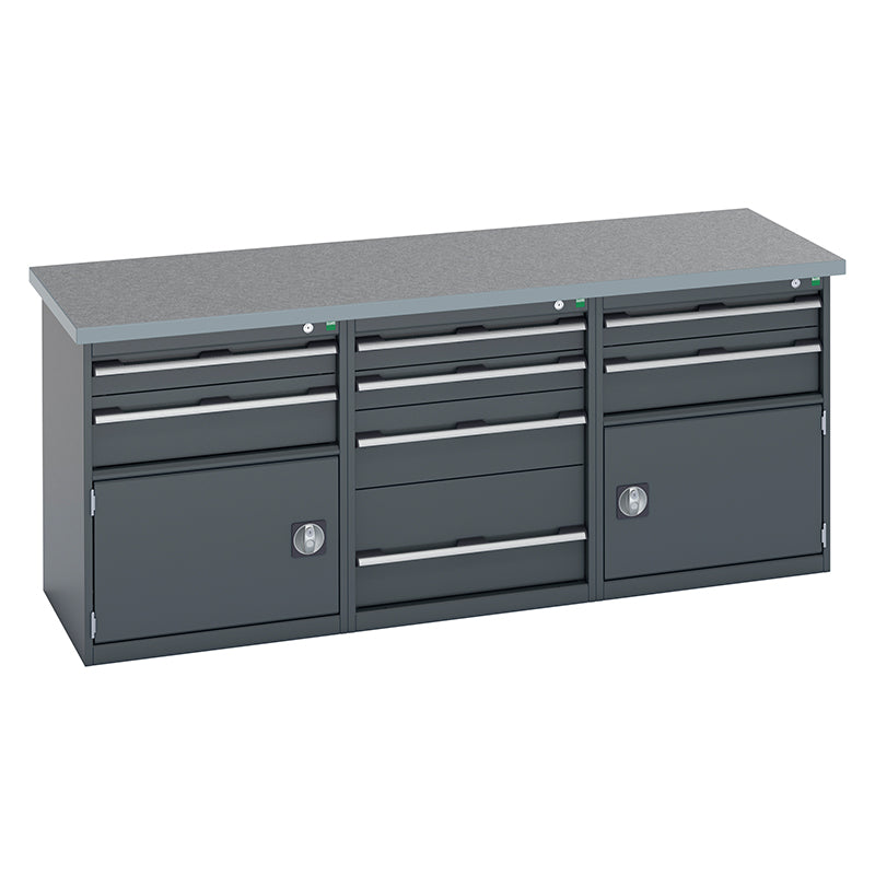 Bott Cubio Pedestal Benches 2000x2000x840mm Lino Anthracite Grey