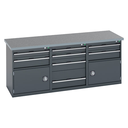 Bott Cubio Pedestal Benches 2000x2000x840mm Lino Anthracite Grey