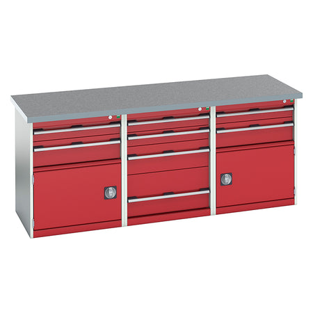Bott Cubio Pedestal Benches 2000x2000x840mm Lino Crimson Red
