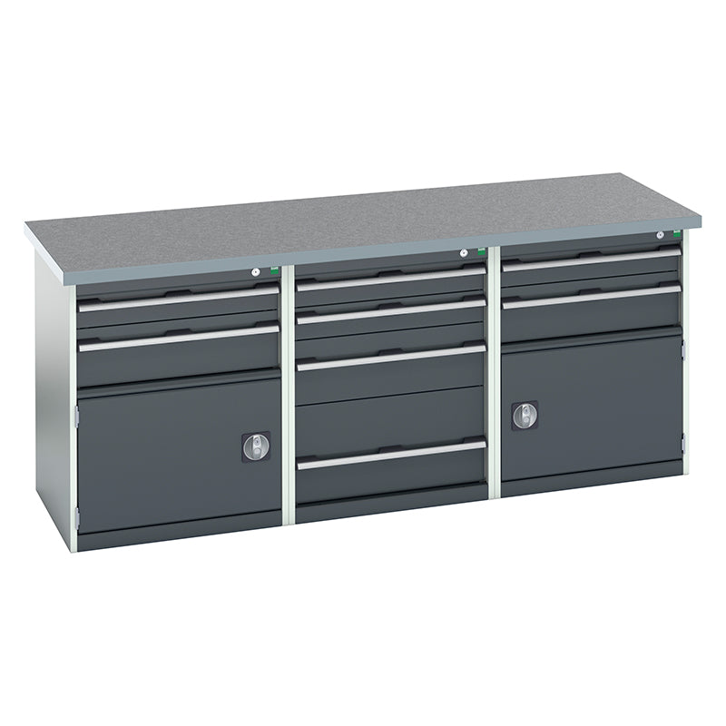 Bott Cubio Pedestal Benches 2000x2000x840mm Lino Light Grey with Anthracite Grey