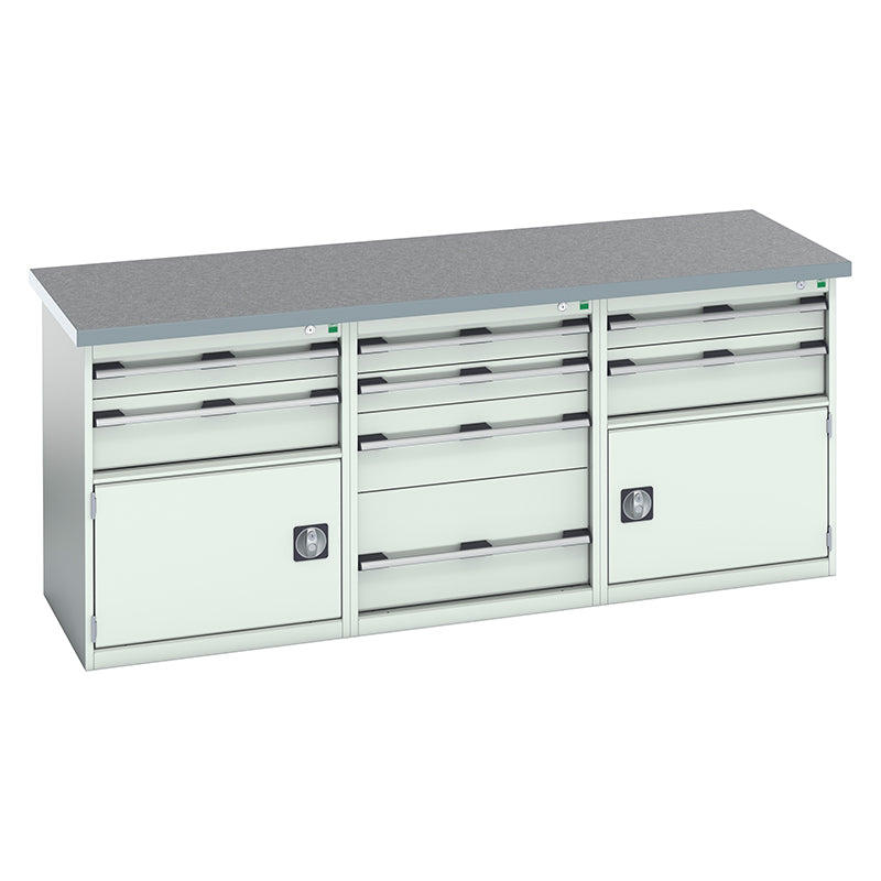 Bott Cubio Pedestal Benches 2000x2000x840mm Lino Light Grey