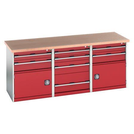 Bott Cubio Pedestal Benches 2000x2000x840mm MPX Crimson Red