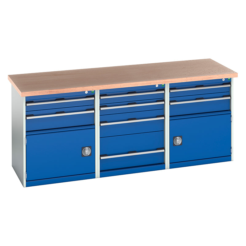 Bott Cubio Pedestal Benches 2000x2000x840mm MPX Gentian Blue