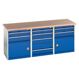Bott Cubio Pedestal Benches 2000x2000x840mm MPX Gentian Blue