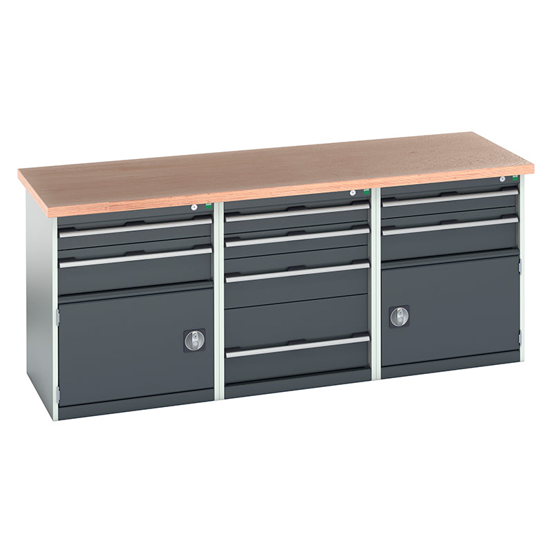 Bott Cubio Pedestal Benches 2000x2000x840mm MPX Light Grey with Anthracite Grey