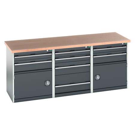 Bott Cubio Pedestal Benches 2000x2000x840mm MPX Light Grey with Anthracite Grey