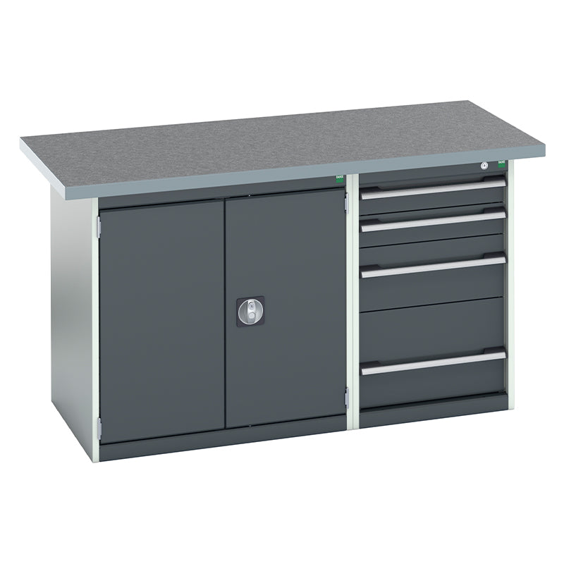 Bott Cubio Pedestal Island Bench Lino Light Grey with Anthracite Grey
