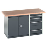 Bott Cubio Pedestal Island Bench MPX Light Grey with Anthracite Grey