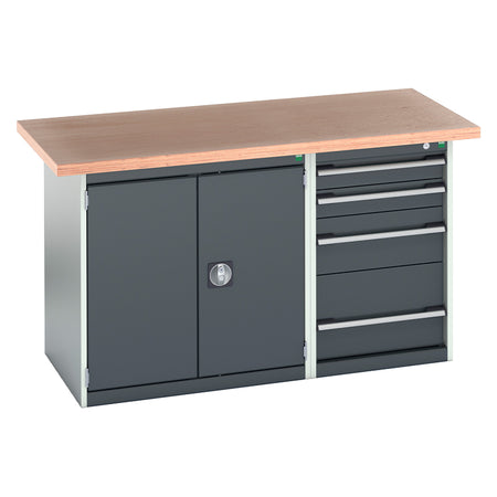 Bott Cubio Pedestal Island Bench MPX Light Grey with Anthracite Grey