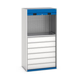 Bott Cubio Roller Shutter Cupboard 1050x650x2000mm Light Grey with Gentian Blue
