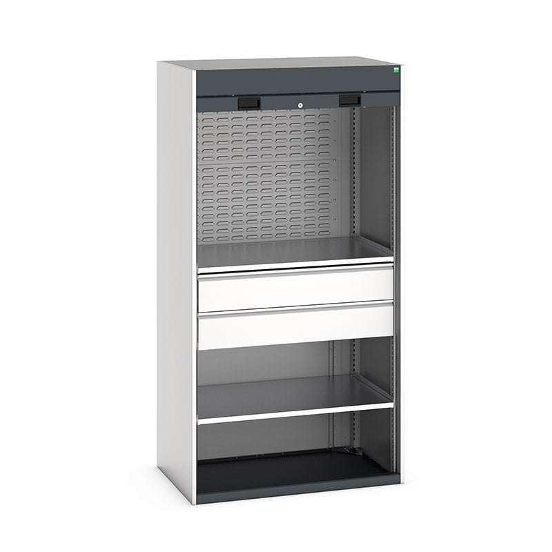 Bott Cubio Roller Shutter Workshop Cupboard Config A Light Grey with Anthracite Grey