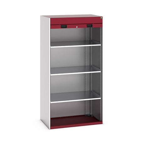 Bott Cubio Roller Shutter Workshop Cupboard Config B Light Grey with Crimson Red
