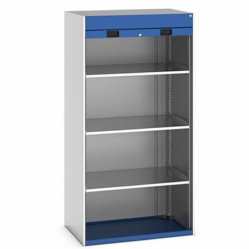 Bott Cubio Roller Shutter Workshop Cupboard Config B Light Grey with Gentian Blue
